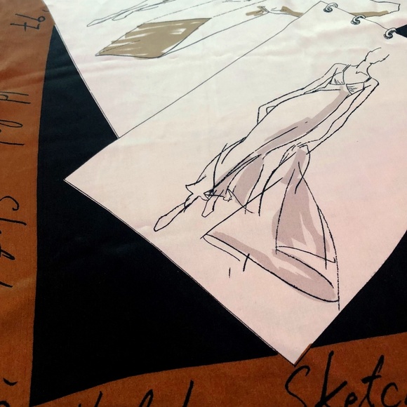 Halston 1997 Sketches Designer Collection Scarf - Picture 1 of 5